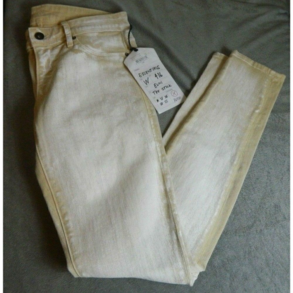 The Sinclair‎ MFGRP Jeans Ivory Beige  Distressed Skinny Washed Pants Size 27